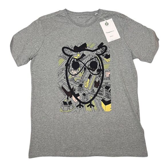 Knowledge Cotton Apparel Men's L Big Owl Print T-shirt Europe Streets Denmark - Picture 10 of 10